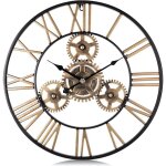 Kzq - horloge murale engrenages or geante mtal industrielle 50cm pendule murale quartz chiffres romains ...