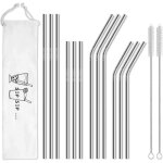 Kzq - paquet de 12 pailles en métal en acier inoxydable réutilisables avec étui - longues pailles à boire ... Kzq - paquet de 12 pailles en métal en acier inoxydable réutilisables avec étui - longues pailles à boire ...