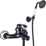 Kzq - robinet de baignoire rétro avec douchette à main, mitigeur de douche robinetterie de bain monocommande ... Kzq - robinet de baignoire rétro avec douchette à main, mitigeur de douche robinetterie de bain monocommande ...