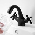 Kzq - robinet rétro salle de bain noir, robinet de lavabo avec deux poignées, robinetterie salle de bain ... Kzq - robinet rétro salle de bain noir, robinet de lavabo avec deux poignées, robinetterie salle de bain ...