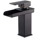 Kzq - robinet salle de bain cascade noir, mitigeur salle de bain en laiton, mitigeur pour vasque à poser, ... Kzq - robinet salle de bain cascade noir, mitigeur salle de bain en laiton, mitigeur pour vasque à poser, ...