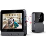 Kzq - sonnette sans fil avec camera avec cran ips de 4. 3 pas de wi - fi requis 1080p visiophone sans ...