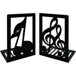 1 paire de serre - livres en mtal noirs avec note de musique, mlodie musicale, serre - livres en fer ...