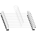 Lot de 10 cintre pinces 30cm, ceintre pour pantalon metal avec deux antidrapante clips, cintres porte ...