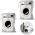 Lot de 2 grand sac � linge voyage, 50 x 60cm sacs � linge sale de voyage sac de rangement en toile coton, ...