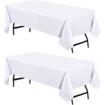 Lot de 2 nappes rectangulaires 152 x 260 cm, nappe blanche lavable en machine, parfaite pour les fêtes, ... Lot de 2 nappes rectangulaires 152 x 260 cm, nappe blanche lavable en machine, parfaite pour les fêtes, ...