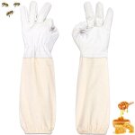 Gants d'apiculture en peau de chvre, gants protgs pour apiculteur  manches longues en toile, gants ...