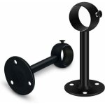 Jeu de 2 supports de tringle  rideau noirs robustes pour tringle de plafond, supports de tringle  rideau ...