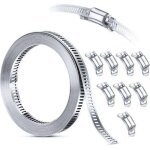 Kit d'assortiment de colliers de serrage en acier inoxydable 304, 3m dcoupe sur mesure + 8 attaches ...
