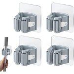 Lafomukea - 4 pi�ces porte - balai mural auto - adh�sif porte vadrouille accroche balai mural sans per�age ...