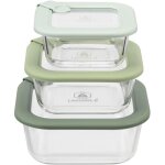 Laguiole cuisson - lot de 3 bo�tes en verre carr�es avec couvercle 320 / 520 / 800ml