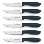 Laguiole cuisson - set de 6 couteaux � steak en acier noir -  lumin