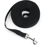 Laisse de dressage pour chien noir 10 m - laisse en nylon avec poign�e confortable et mousqueton pivotant ...