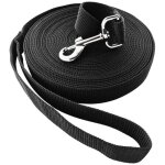 Laisse longue de dressage 10m noire en nylon r�sistant - id�ale pour promenade, jogging ou �ducation ...