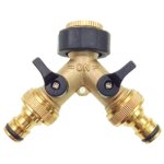 Laiton 2 voies tap connector adaptateur double tap jardin adaptateur tap avec individuelles marche / ...