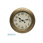 Fabrilamp - horloge murale de lamba gold 46d aiguilles rtro