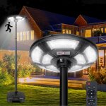 Lampadaire solaire extrieur avec dtecteur de mouvement, projecteur solaire avec socle remplissable ...