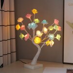 Lampe d'arbre � fleurs de roses lampe de table � fleurs artificielles de roses brillantes parfait pour ...