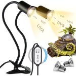 Lampe chauffante tortue � deux t�tes, 25w + 50w reptiles lampe tortue terrestre e27 uva + uvb lampe tortue ...