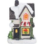 Lampe led en rsine pour maison de village de nol, fonctionne sur piles.