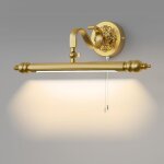 Lampe miroir salle de bain vintage - ip44 applique salle de bain avec interrupteur � tirette, dor�e, ...
