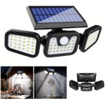 Lampe de scurit solaire avec dtecteur de mouvement, applique murale d'extrieur  3 led, panneau solaire ...