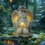 Lampes solaires d'ange, lampe solaire d'ange priant, sculpture d'ange f�erique, �clairage de cimeti�re ...