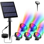 Lampes solaires de bassin, rgb lampe solaire avec ip68 tanche, spots solaire pour aquarium, jardin(5 ...