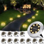 Lampe solaire ext�rieur, 12 pi�ces 8 led lumi�re au sol solaire blanc chaud etanche spot solaires encastrable ...