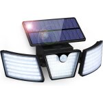 Lampe solaire ext�rieur d�tecteur de mouvement 265 led lumi�re solaire ip65 �tanche 3 t�tes rotation ...