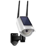 Lampe solaire de scurit, dtecteur de mouvement extrieur, camra factice, lampe solaire tanche ip66 ...