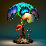 Lampe de table animal en verre color�, lampe de chevet color�e r�tro, lampe de nuit en r�sine, lampe ...