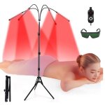 Lampe de th�rapie par lumi�re rouge, lampe chauffante infrarouge 660 nm et 850 nm pour le visage, le ...