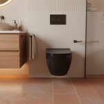 Laneri wc suspendu s�rie new bent ? cuvette rimless sans bride noir mat ? dimensions r�duites 49, 5 cm ...