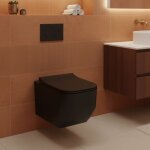 Laneri wc suspendu s�rie new edge ? cuvette rimless sans bride noir mat ? dimensions r�duites 51, 5 cm ...