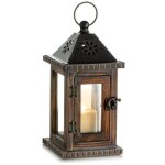 Lanterne bougie bois exterieur, 28cm lanterne decorative bougeoir vintage, table maison jardin deco, ...