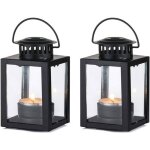 Lanterne � bougie de jardin, 2 petites lanternes suspendues de style vintage, bougie chauffe - plat noire ...