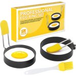 Anneau  oeuf, 2 pcs anneaux d'oeuf antiadhsifs, anneaux  ?ufs en acier inoxydable, avec brosse et ...