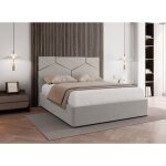 Deco in paris - lit coffre avec tte de lit design en velours taupe lara 180 x