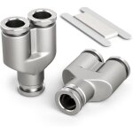 Largeight - 2 pcs 8mm diviseur en y 3 voies raccord rapide pneumatique, 3 voies en acier inoxydable pour ...