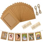 Largeight - 20 cadres photo en papier kraft diy - cadres muraux suspendus avec pinces en bois & corde ...