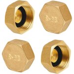 Largeight - 4 pi�ces bouchon laiton brut, 1 pouce bouchon laiton femelle, capuchons filet�s hexagonaux ...