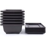 Largeight - 6 pi�ces 23cm bonsa� pot en plastique profond pot de fleur carr� pot de plante avec plateau ...