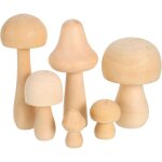 Largeight - 6 pi�ces champignon en bois non fini, naturel � peindre bois brut � d�corer mini bois peg ...