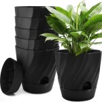 Largeight - jamais utilis]6 pices pots de fleurs auto - arrosants, 12cm rond conteneur pais en plastique ...