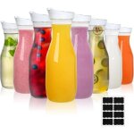 Largeight - lot de 8 carafes � eau en plastique transparent de 1 litre avec couvercle � rabat, col �troit ...
