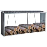 Largeight - abri de stockage de bois acier galvanisé 330x84x152 cm gris Largeight - abri de stockage de bois acier galvanisé 330x84x152 cm gris