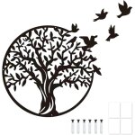 Largeight - arbre de vie decoration murale en metal noire (30x30cm), tableau arbre de vie decoration ...