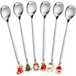 Largeight - jamais utilis�]christmas spoon stainless steel stirring spoon with pedant coffee spoon tea ...