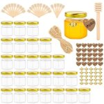 Largeight - mini pots � miel en verre, 25 pots � miel en verre hexagonaux avec couvercle, 45ml pot miel ...
